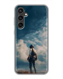 Чехол для Samsung Galaxy S23 с картинкой «Герой PUBG на скале»