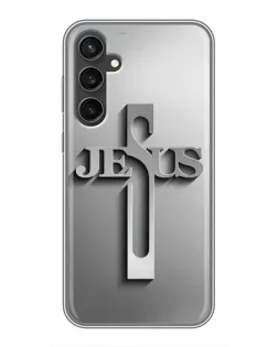 Чехол для Samsung Galaxy S23 с картинкой «Металлический крест Jesus»