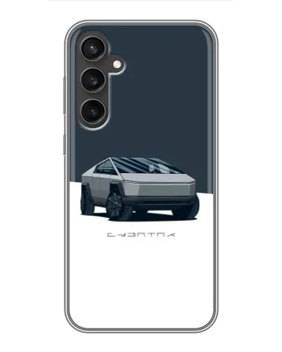 Чехол для Samsung Galaxy S23 с картинкой «Серебристый Cybertruck Tesla»