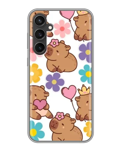 Чехол для Samsung Galaxy S23 с картинкой «Цветочный паттерн капибар» Чехол для Samsung Galaxy S23 с картинкой «Цветочный паттерн капибар»