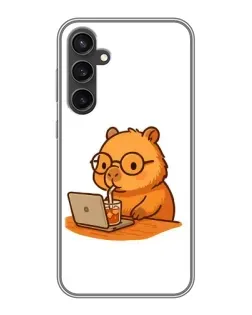 Чехол для Samsung Galaxy S23 с картинкой «Капибара с ноутбуком»