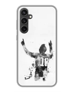 Чохол для Samsung Galaxy S23 з картинкою «Чорно-білий силует Мессі»