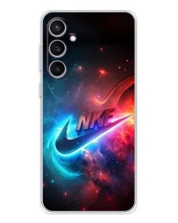 Чехол для Samsung Galaxy S24 FE с картинкой «Огненный логотип Nike»