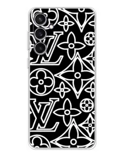 Чехол для Samsung Galaxy S24 FE с картинкой «Черно-белый узор LV»