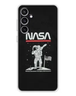 Чехол для Samsung Galaxy S24 FE с картинкой «NASA — шагаем по Луне»