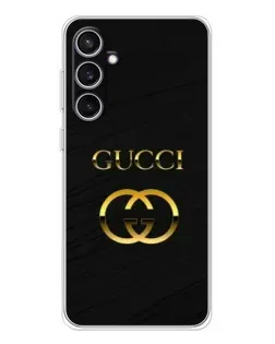 Чехол для Samsung Galaxy S24 FE с картинкой «Золотой логотип Gucci»