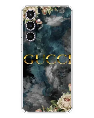 Чехол для Samsung Galaxy S24 FE с картинкой «Абстрактные цветы Gucci»