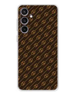 Чехол для Samsung Galaxy S24 FE с картинкой «Gucci — золотые диагонали»