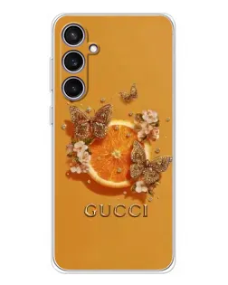 Чохол для Samsung Galaxy S24 FE з картинкою «Gucci — золоті метелики»