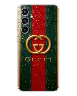 Чохол для Samsung Galaxy S24 FE з картинкою «Gucci — фірмова смуга та золото»
