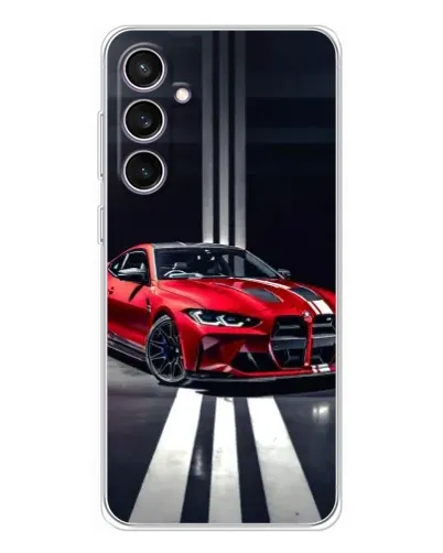 Чехол для Samsung Galaxy S24 FE с картинкой «Красная BMW на дороге»
