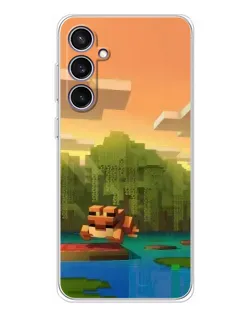 Чехол для Samsung Galaxy S24 FE с картинкой «Майнкрафт закат солнца»