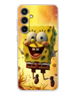 Чехол для Samsung Galaxy S24 FE с картинкой «Губка Боб прыгает»