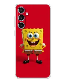 Чехол для Samsung Galaxy S24 FE с картинкой «Спанч Боб на красном»