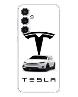 Чехол для Samsung Galaxy S24 FE с картинкой «Tesla White Style» Чехол для Samsung Galaxy S24 FE с картинкой «Tesla White Style»