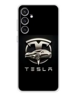 Чехол для Samsung Galaxy S24 FE с картинкой «Tesla — серебристое авто» Чехол для Samsung Galaxy S24 FE с картинкой «Tesla — серебристое авто»