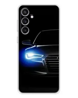 Чехол для Samsung Galaxy S24 FE с картинкой «Неоновый взгляд Audi»