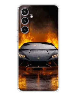 Чехол для Samsung Galaxy S24 FE с картинкой «Lamborghini в огне»