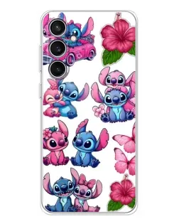 Чехол для Samsung Galaxy S24 FE с картинкой «Стикеры Stitch и Angel»