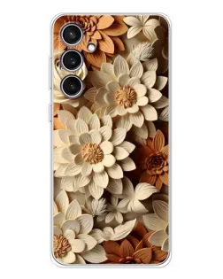 Чехол для Samsung Galaxy S24 FE с картинкой «Бежевый флористический декор»