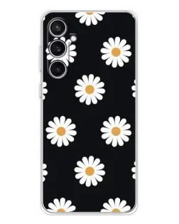 Чехол для Samsung Galaxy S24 FE с картинкой «Ромашки на черном»