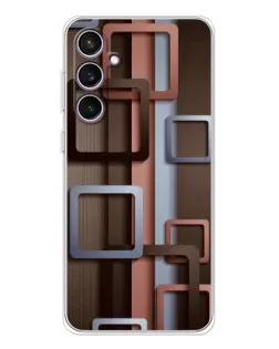 Чехол для Samsung Galaxy S24 FE с картинкой «Коричневые объемные квадраты»
