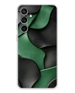 Чехол для Samsung Galaxy S24 FE с картинкой «Зеленые кожаные волны»