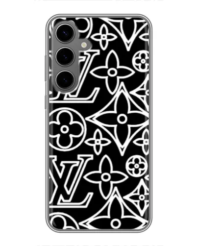 Чехол для Samsung Galaxy S24 Plus с картинкой «Черно-белый узор LV»