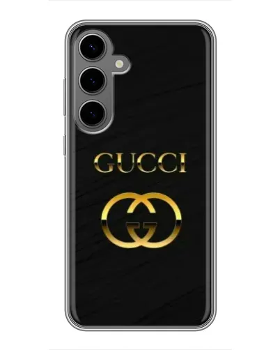 Чехол для Samsung Galaxy S24 Plus с картинкой «Золотой логотип Gucci»