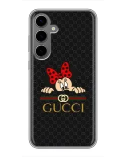 Чехол для Samsung Galaxy S24 Plus с картинкой «Минни Маус Gucci — черный»