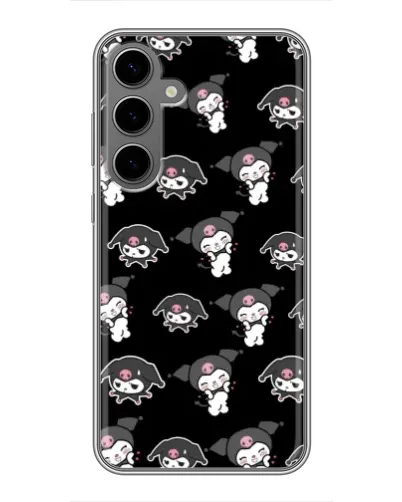 Чехол для Samsung Galaxy S24 Plus с картинкой «Черный паттерн Kuromi»