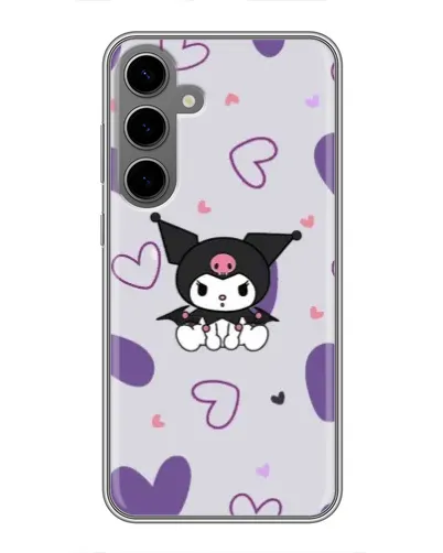 Чехол для Samsung Galaxy S24 Plus с картинкой «Kuromi и лавандовые сердца»