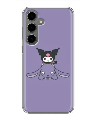 Чехол для Samsung Galaxy S24 Plus с картинкой «Kuromi на лиловом фоне»