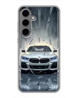 Чехол для Samsung Galaxy S24 Plus с картинкой «BMW в свете фар»