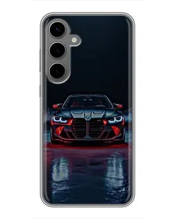 Чехол для Samsung Galaxy S24 Plus с картинкой «BMW на мокрой дороге»