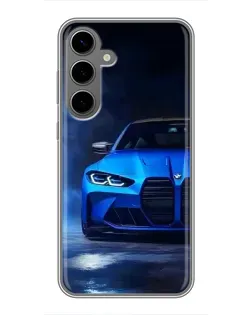 Чехол для Samsung Galaxy S24 Plus с картинкой «Голубая BMW M4»