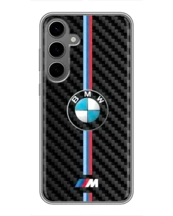 Чехол для Samsung Galaxy S24 Plus с картинкой «Эмблема BMW и карбон»