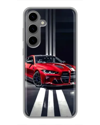 Чехол для Samsung Galaxy S24 Plus с картинкой «Красная BMW на дороге»
