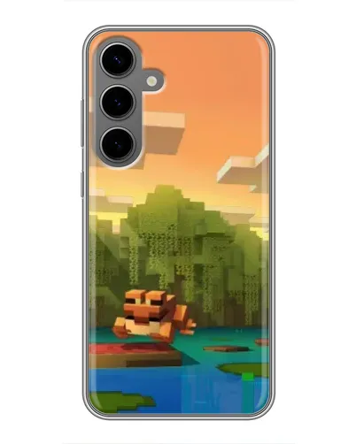 Чехол для Samsung Galaxy S24 Plus с картинкой «Майнкрафт закат солнца»