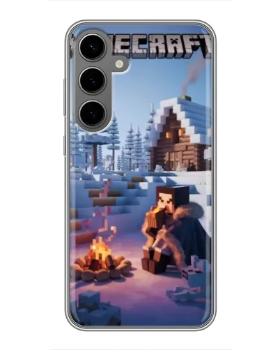 Чехол для Samsung Galaxy S24 Plus с картинкой «Зимний Minecraft»