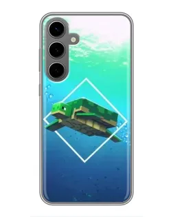 Чохол для Samsung Galaxy S24 Plus з картинкою «Черепаха Minecraft»