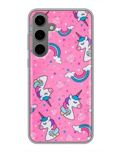 Чехол для Samsung Galaxy S24 Plus с картинкой «Unicorn паттерн розовый»