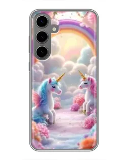 Чехол для Samsung Galaxy S24 Plus с картинкой «Радуга и единороги» Чехол для Samsung Galaxy S24 Plus с картинкой «Радуга и единороги»