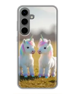 Чехол для Samsung Galaxy S24 Plus с картинкой «Пара единорогов»