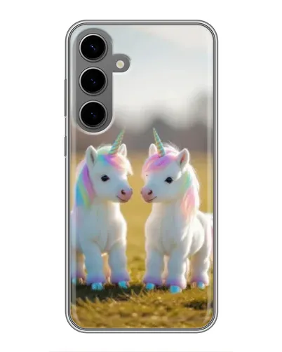 Чехол для Samsung Galaxy S24 Plus с картинкой «Пара единорогов»