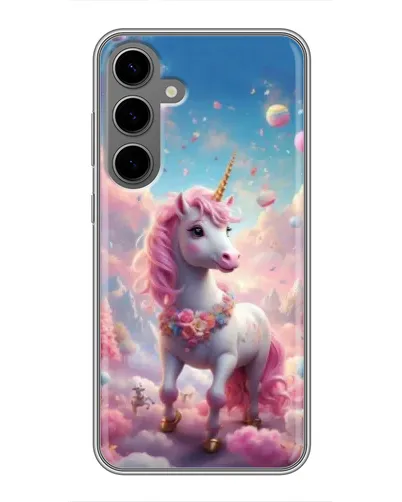 Чехол для Samsung Galaxy S24 Plus с картинкой «Единорог среди облаков»