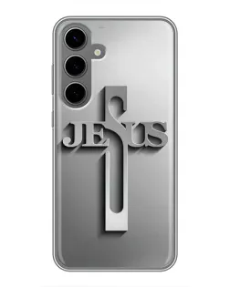 Чохол для Samsung Galaxy S24 Plus з картинкою «Металевий хрест Jesus»