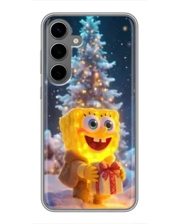 Чехол для Samsung Galaxy S24 Plus с картинкой «Рождественский Спанч Боб»
