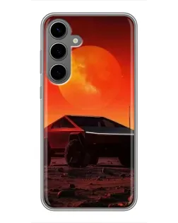 Чехол для Samsung Galaxy S24 Plus с картинкой «Cybertruck на Марсе»