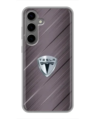 Чехол для Samsung Galaxy S24 Plus с картинкой «Металлическая текстура Tesla»